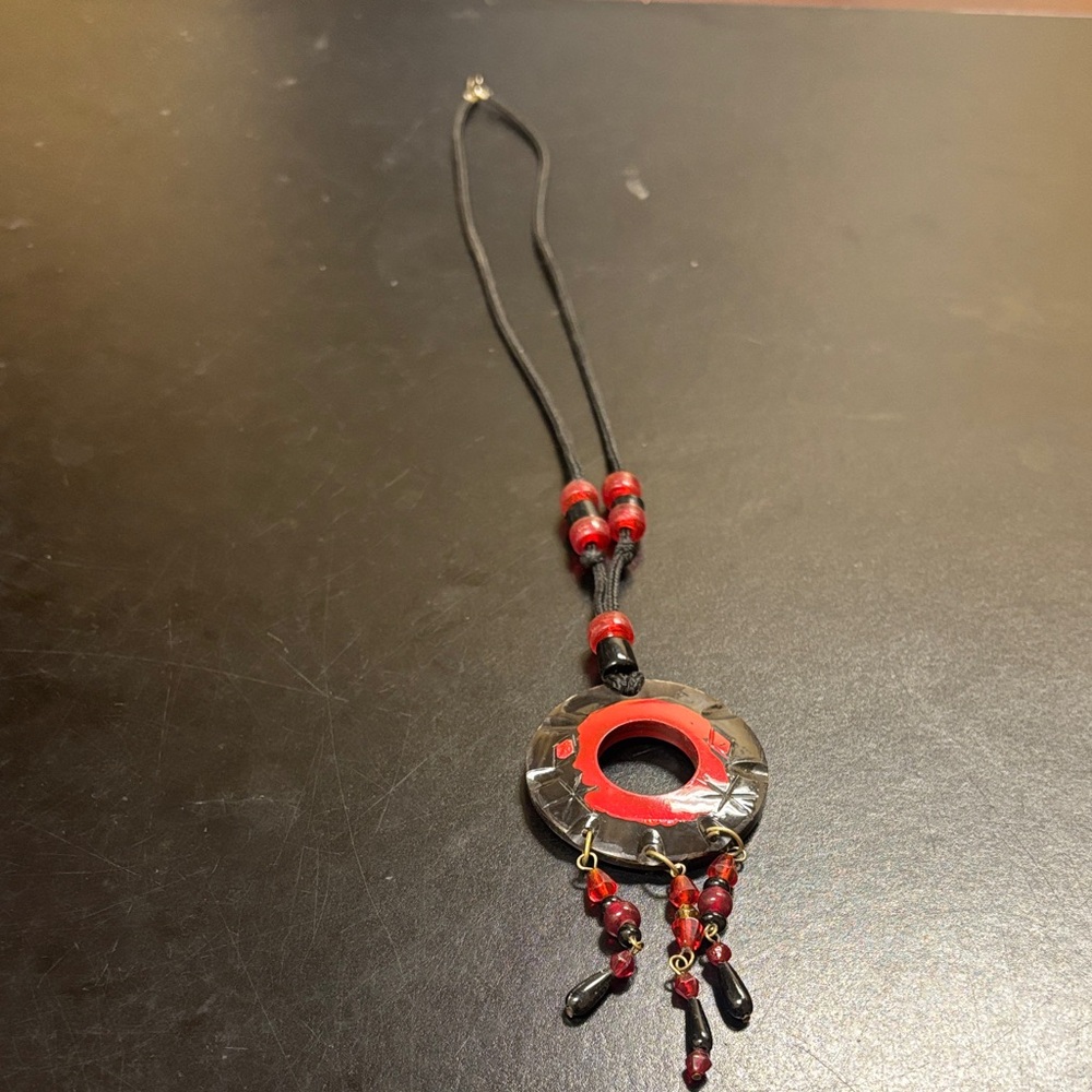Red and Black Pendant Necklace